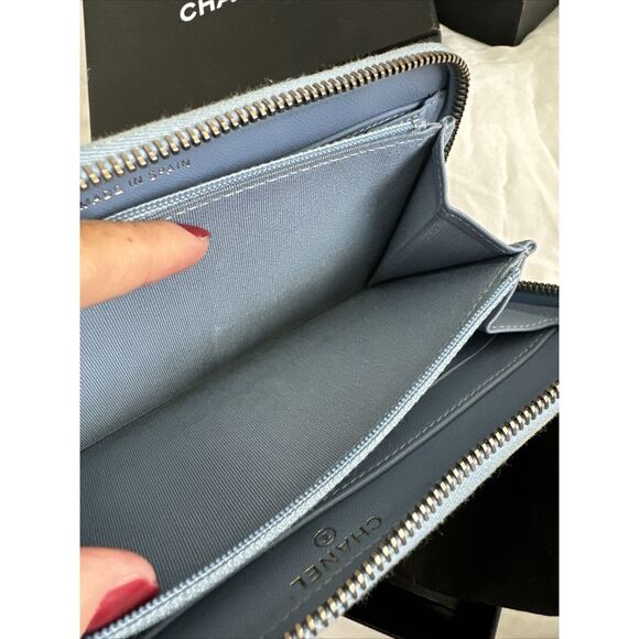 CHANEL Denim Quilted Zip Around Wallet W/Box & Dust Bag - Picture 15 of 16